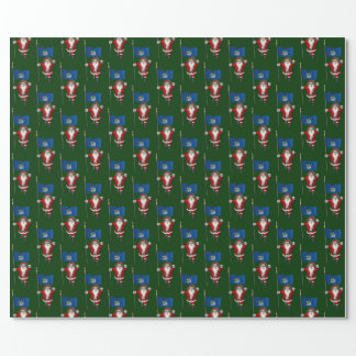 Santa Claus With Flag Of Maine Wrapping Paper