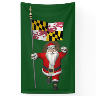 Santa Claus With Flag Of Maryland Banner