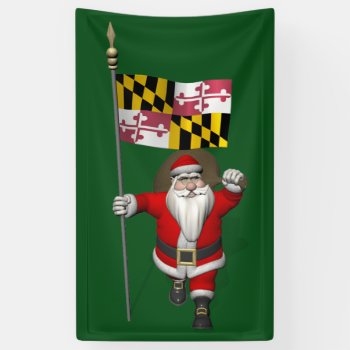 Santa Claus With Flag Of Maryland Banner by santa_claus_usa at Zazzle