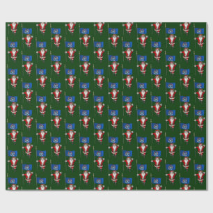 Santa Claus With Flag Of Michigan Wrapping Paper