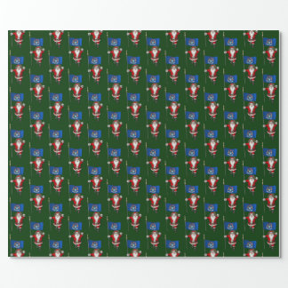 Santa Claus With Flag Of Michigan Wrapping Paper