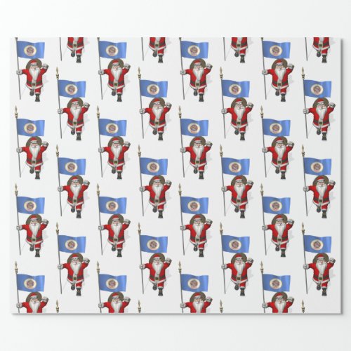 Santa Claus With Flag Of Minnesota Wrapping Paper