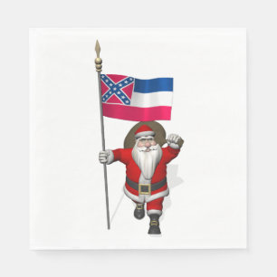 Santa Claus With Flag Of Mississippi Paper Napkins