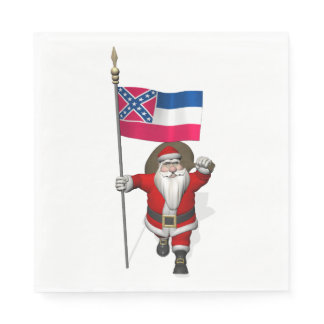 Santa Claus With Flag Of Mississippi Paper Napkins
