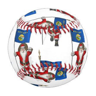 Santa Claus With Flag Of Montana Baseball
