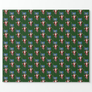 Santa Claus With Flag Of Nebraska Wrapping Paper