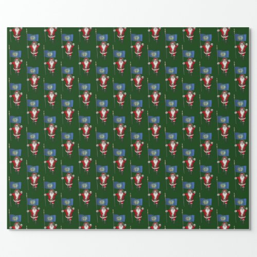 Santa Claus With Flag Of Nebraska Wrapping Paper