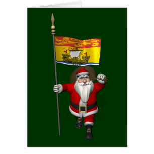 Santa Claus With Flag Of New Brunswick CDN Cards