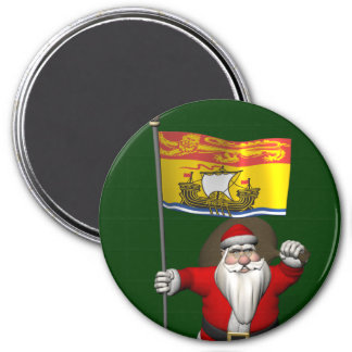 Santa Claus With Flag Of New Brunswick CDN Magnet