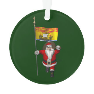 Santa Claus With Flag Of New Brunswick CDN Ornamen Ornament