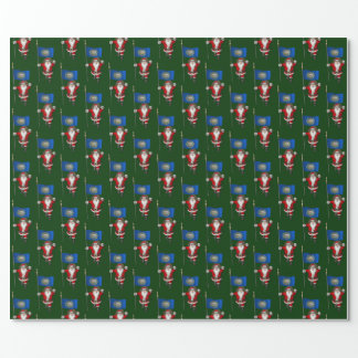 Santa Claus With Flag Of New Hampshire Wrapping Paper