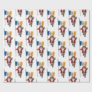 Santa Claus With Flag Of New York City Wrapping Paper