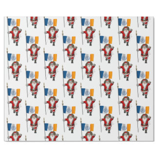 Santa Claus With Flag Of New York City Wrapping Paper