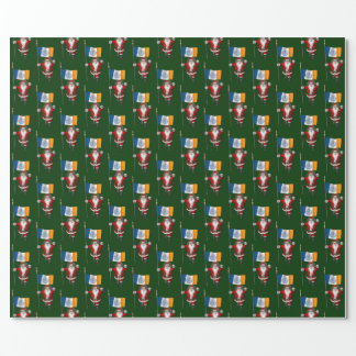 Santa Claus With Flag Of New York City Wrapping Paper