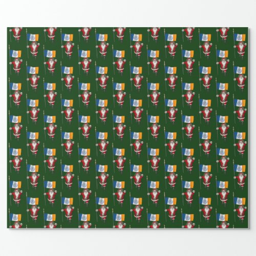 Santa Claus With Flag Of New York City Wrapping Paper