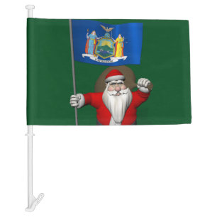 Santa Claus With Flag Of New York US State