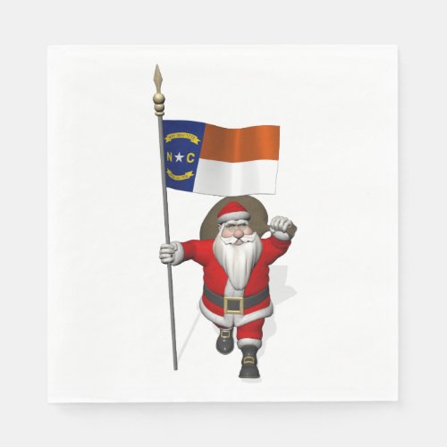 Santa Claus With Flag Of North Carolina Napkins