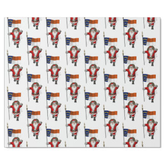 Santa Claus With Flag Of North Carolina Wrapping Paper