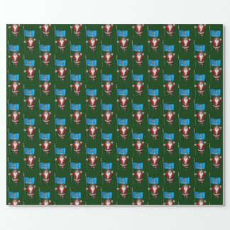 Santa Claus With Flag Of Oklahoma Wrapping Paper