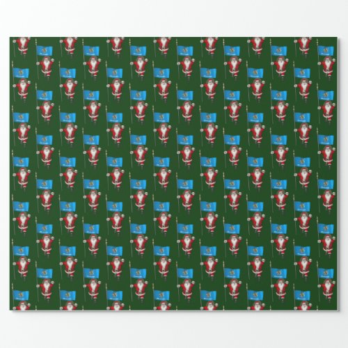 Santa Claus With Flag Of Oklahoma Wrapping Paper