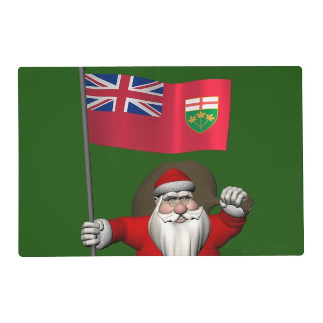 Santa Claus With Flag Of Ontario CDN Placemat (Front)