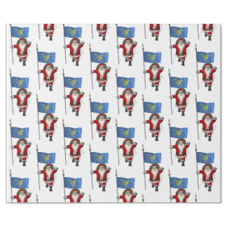 Santa Claus With Flag Of Oregon Wrapping Paper