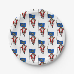 Santa Claus With Flag Of Pennsylvania Paper Plates