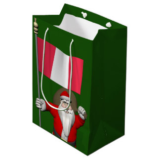 Santa Claus With Flag Of Peru Medium Gift Bag