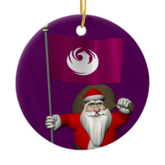 Santa Claus With Flag Of Phoenix AZ Ceramic Ornament