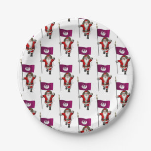 Santa Claus With Flag Of Phoenix Paper Plates