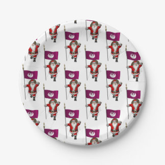 Santa Claus With Flag Of Phoenix Paper Plates