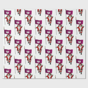 Santa Claus With Flag Of Phoenix Wrapping Paper