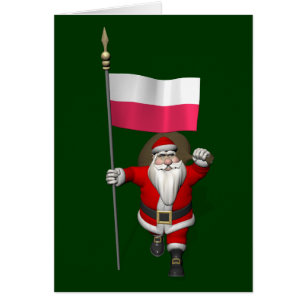 Santa Claus With Flag Of Poland Cards