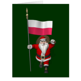 Santa Claus With Flag Of Poland Cards