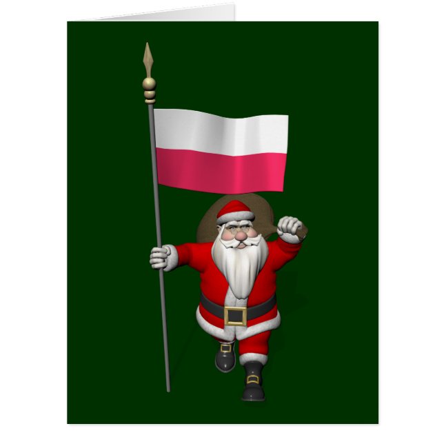 Santa Claus With Flag Of Poland Cards (Front)