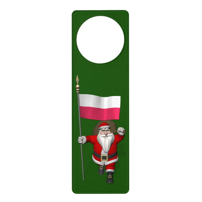 Santa Claus With Flag Of Poland Door Hanger (Front)