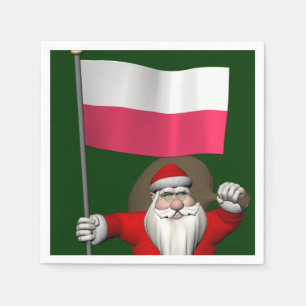 Santa Claus With Flag Of Poland Paper Napkins
