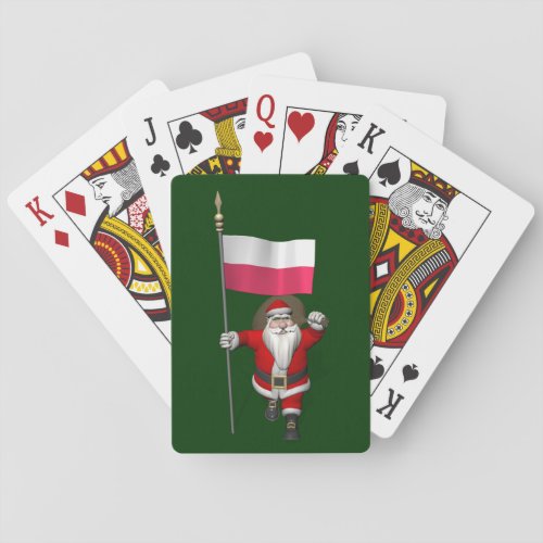 Santa Claus With Flag Of Poland Playing Cards