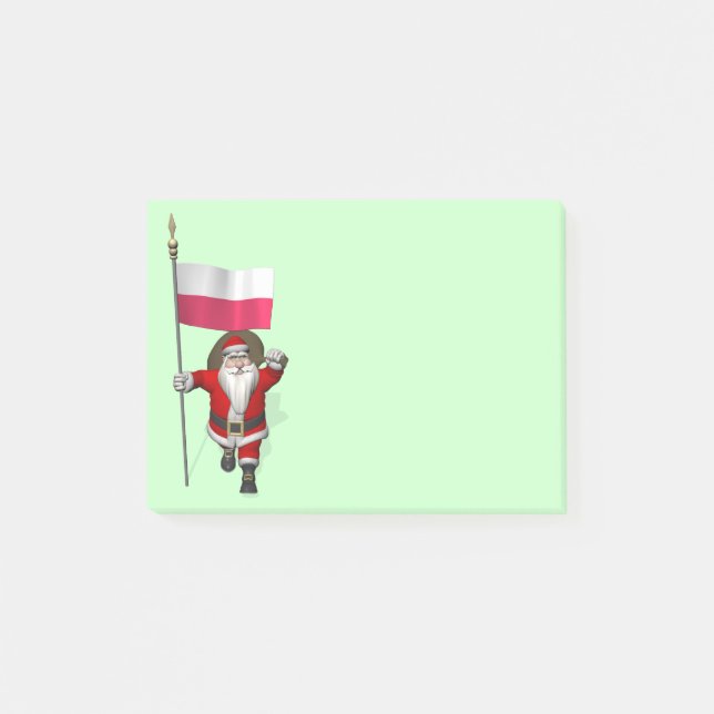 Santa Claus With Flag Of Poland Post-it Notes (Front)