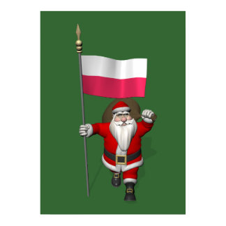 Santa Claus With Flag Of Poland Poster