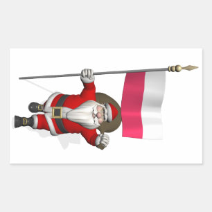 Santa Claus With Flag Of Poland Rectangular Sticker