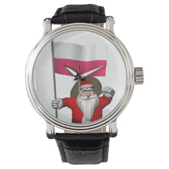 Santa Claus With Flag Of Poland Watch by santa_world_flags at Zazzle