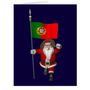 Santa Claus With Flag Of Portugal Cards