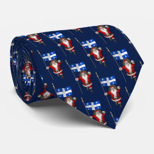 Santa Claus With Flag Of Québec Neck Tie