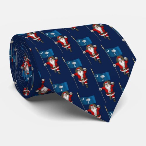 Santa Claus With Flag Of South Carolina Neck Tie