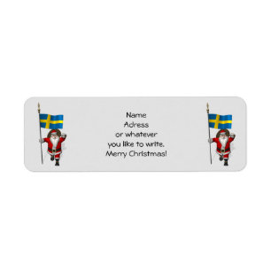 Santa Claus With Flag Of Sweden Label