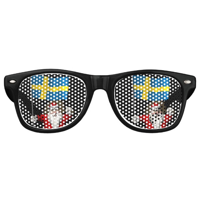 Santa Claus With Flag Of Sweden Retro Sunglasses (Front)