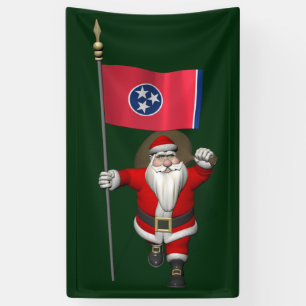Santa Claus With Flag Of Tennessee Banner