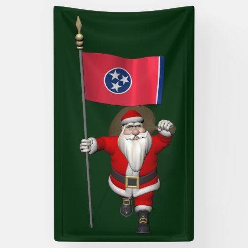 Santa Claus With Flag Of Tennessee Banner