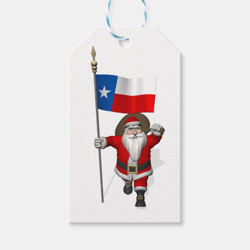 Santa Claus With Flag Of Texas Gift Tags
